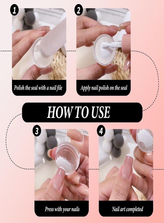 IVICOO French Tip Tool Nail Stamper,Silicone Nail Design Tools,Double Headed Clear Printing Tool with Lid,Two Piece Set with Scraper Suitable for DIY Nail Art Design - Image 5